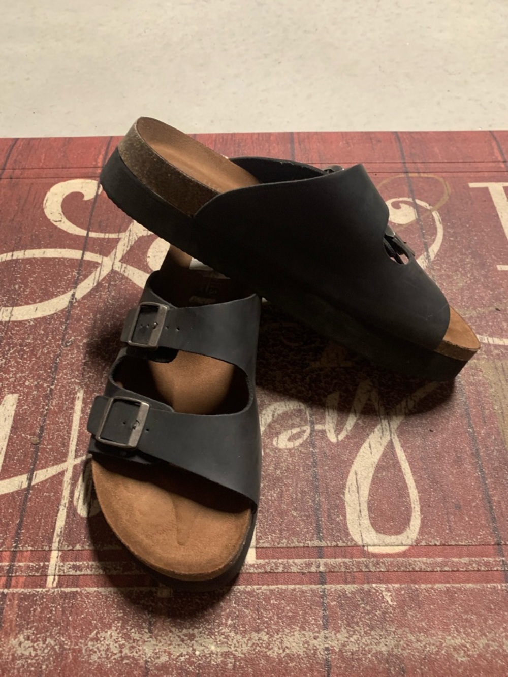 Cliffs by WHITE MOUNTAIN Black Wedge Slide Sandals